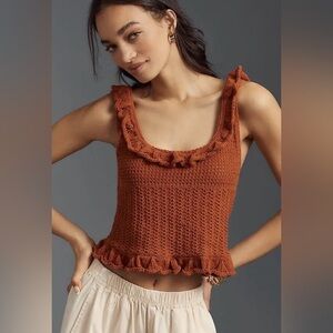 Anthropologie Pilcro Ruffled Sweater Tank Top Sz XXS